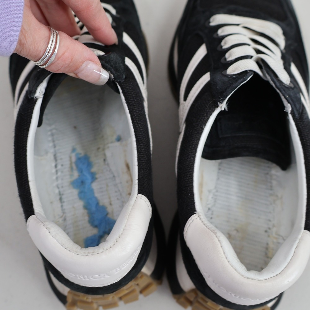Veronica Beard Dash Sneaker Women 7 Black White Suede Canvas Platform Streetwear - Picture 8 of 16